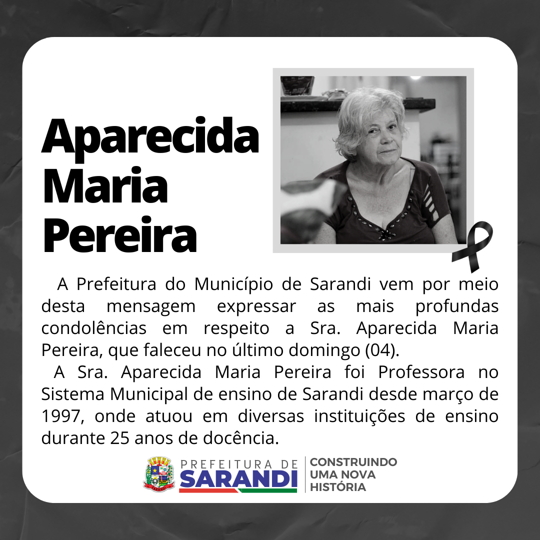 Nota de Pesar - Aparecida Maria Pereira